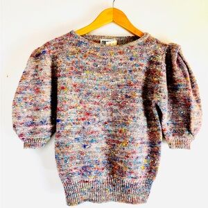 Wool Angora Blend Puffy Short Sleeve Sweater